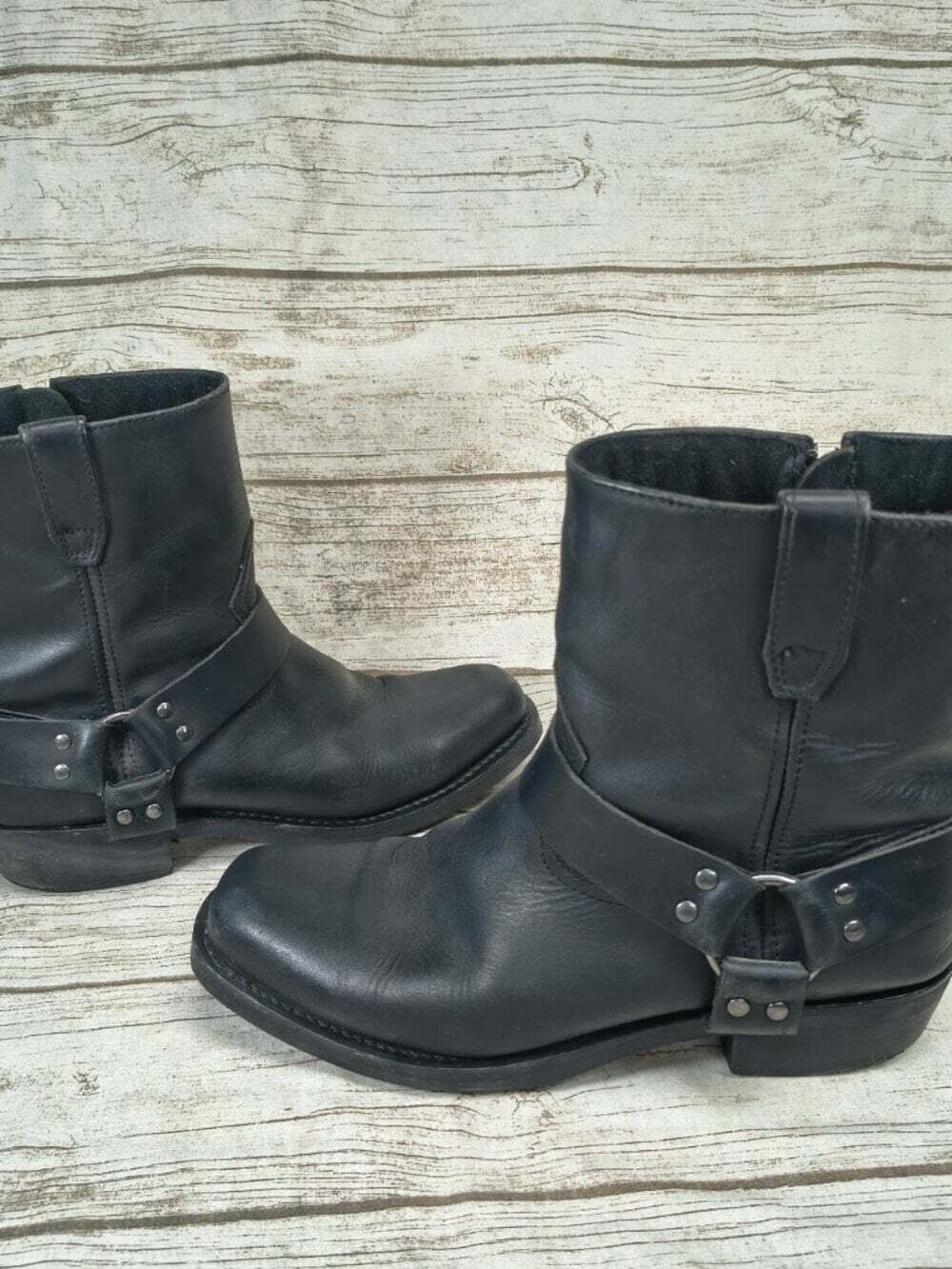 Dingo Men’s Black Leather Harness Ankle Boots - Size 13 D (DI19090)